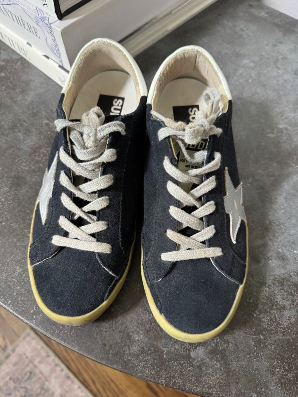 Golden Goose Superstar Low Top Sneakers Suede Navy Silver Star Size 36 - Picture 3 of 7